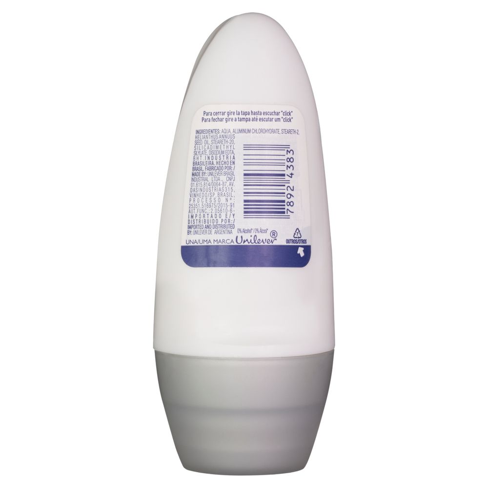 Verso do desodorante Rexona Roll-on 50ml com informações do rótulo