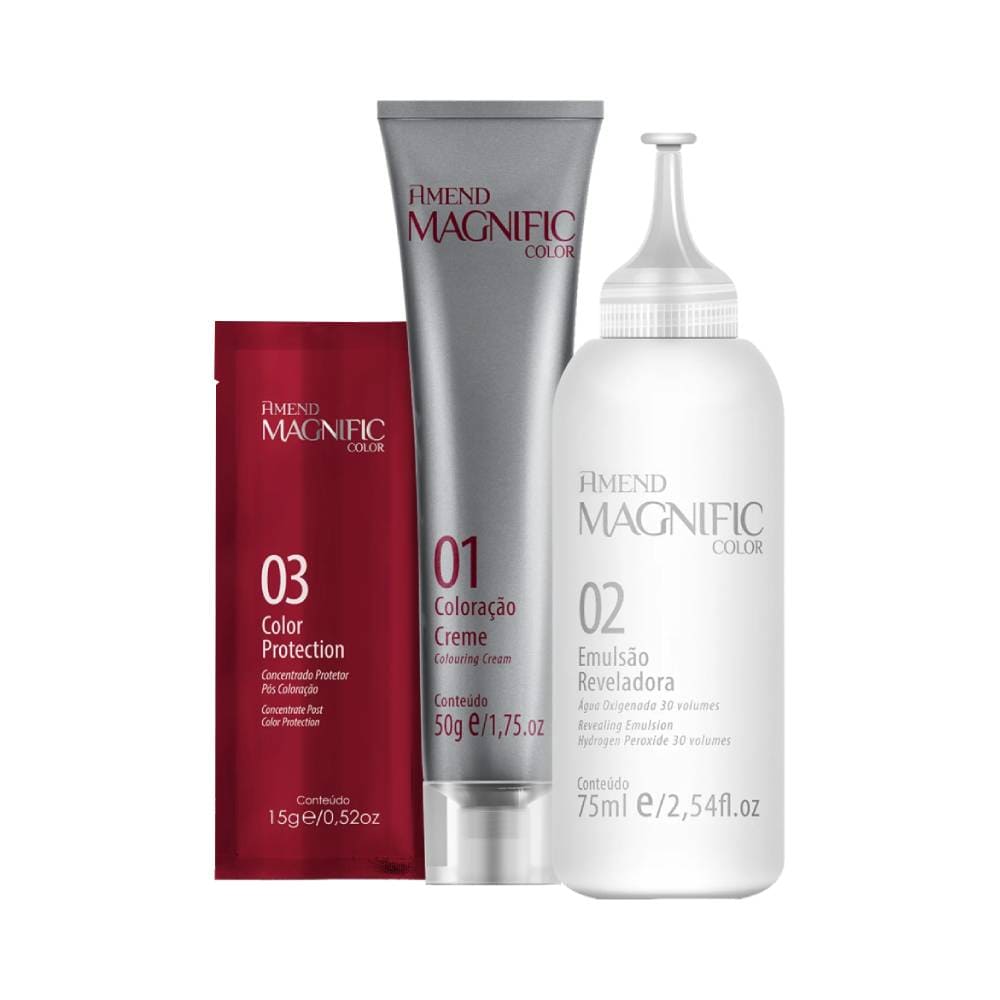 Kit de coloração Amend Magnific Color com creme, emulsão e tratamento pós-coloração