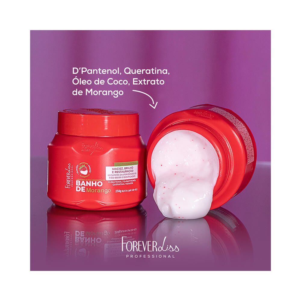 Potes da Máscara Forever Liss com creme e partículas