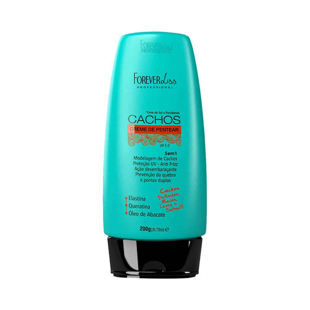 Frente do creme de pentear Forever Liss Cachos 5 em 1 200g