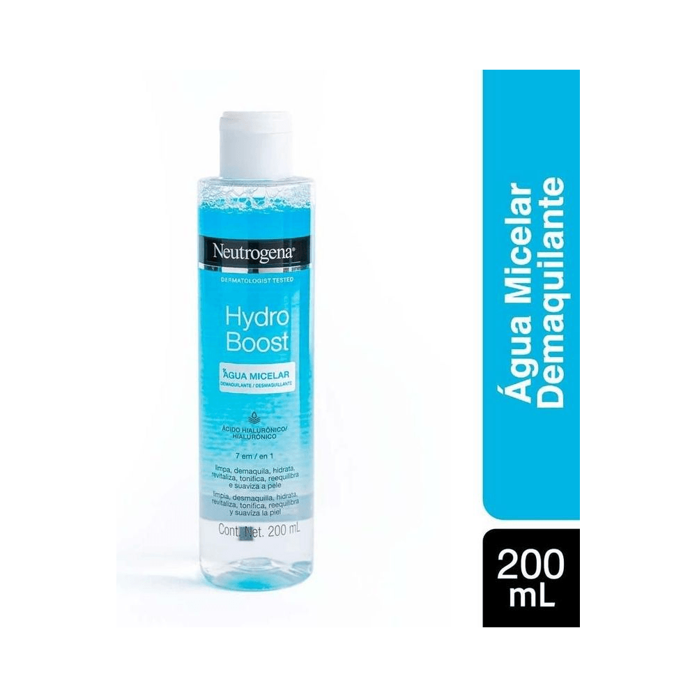 Frasco Água Micelar Neutrogena Hydro Boost 200ml em fundo branco