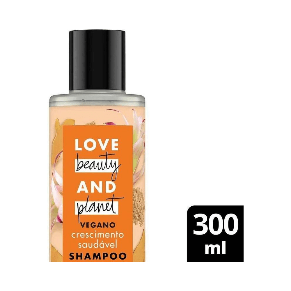 Frasco Shampoo Love Beauty and Planet 300ml em fundo branco