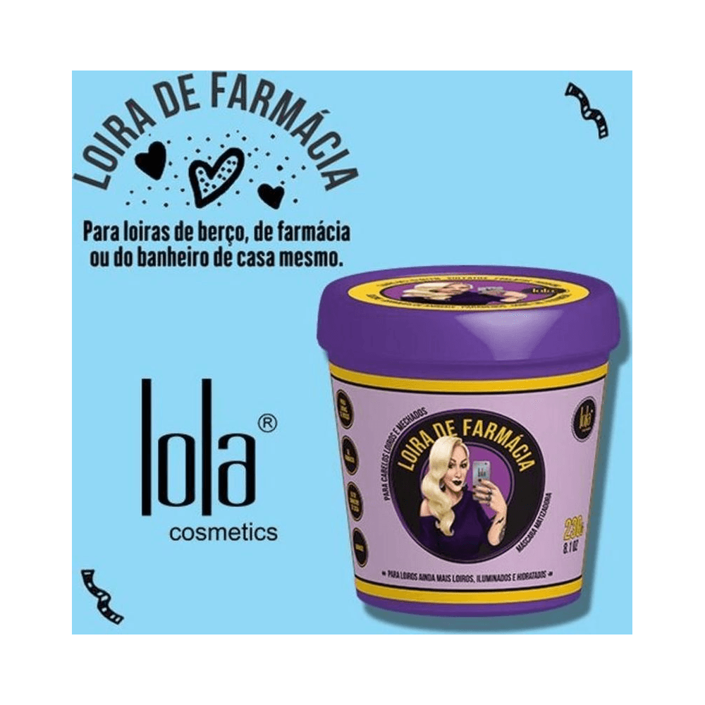 Máscara Matizadora Lola com embalagem fechada e rótulo Loira de Farmácia