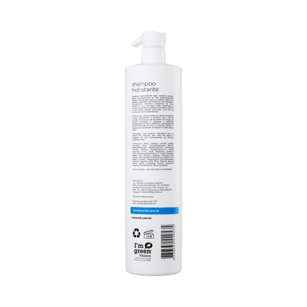 Verso do frasco LOF Nutritive Hidratante 1000ml com rótulo e instruções