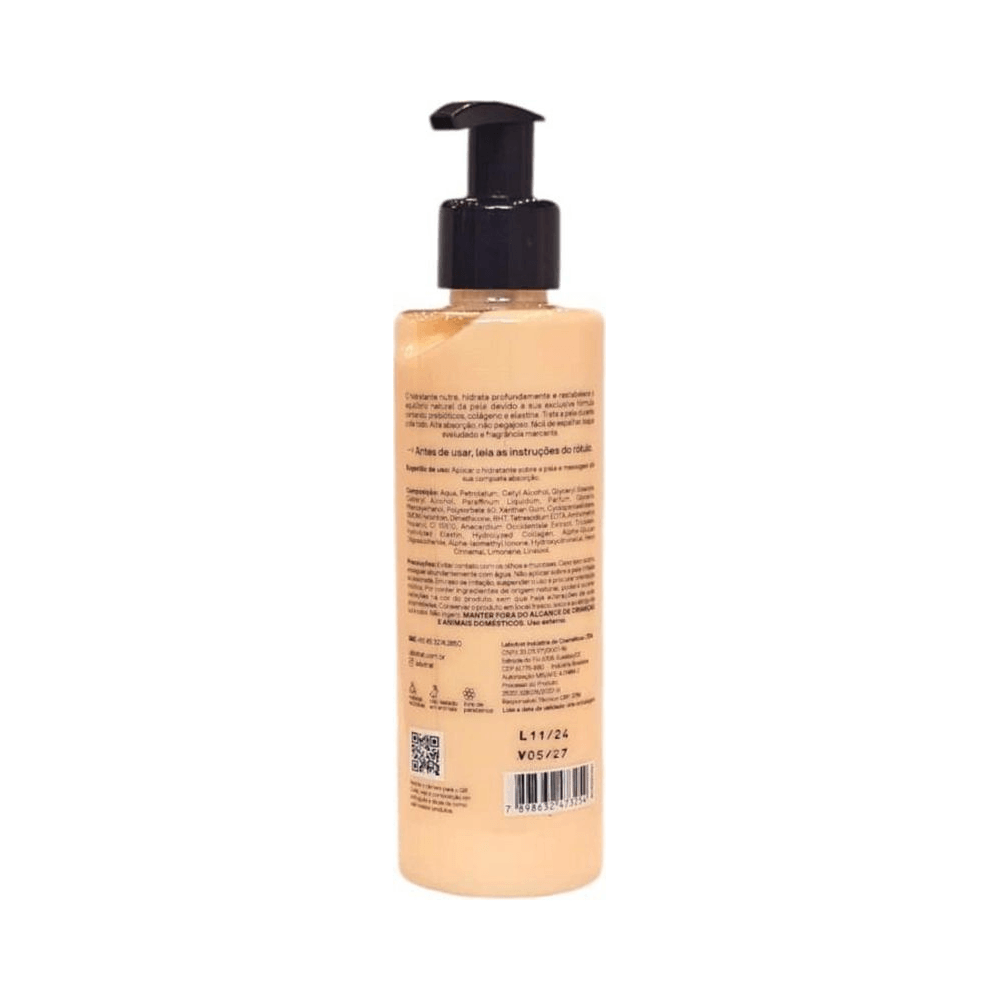 Vista traseira do frasco Hidratante Labotrat Pêssego 190ml mostrando rótulo e ingredientes