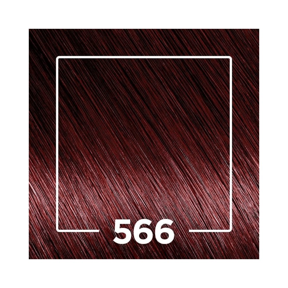 Amostra de cor close do tom 566 Cereja com reflexos vermelho-cerise