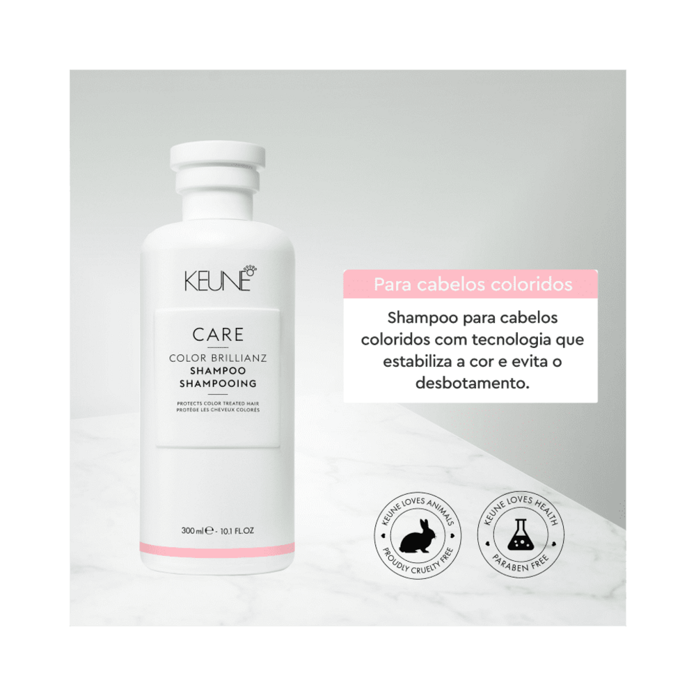 Shampoo Keune Care Color Brillianz 300ml sobre superfície marmorizada