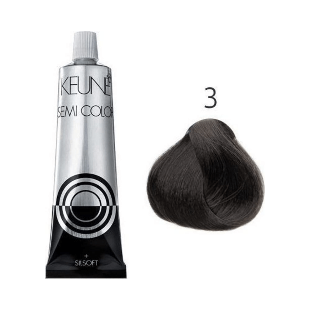 Tubo Keune Semi Color 60ml com amostra de mecha 3 Castanho Escuro
