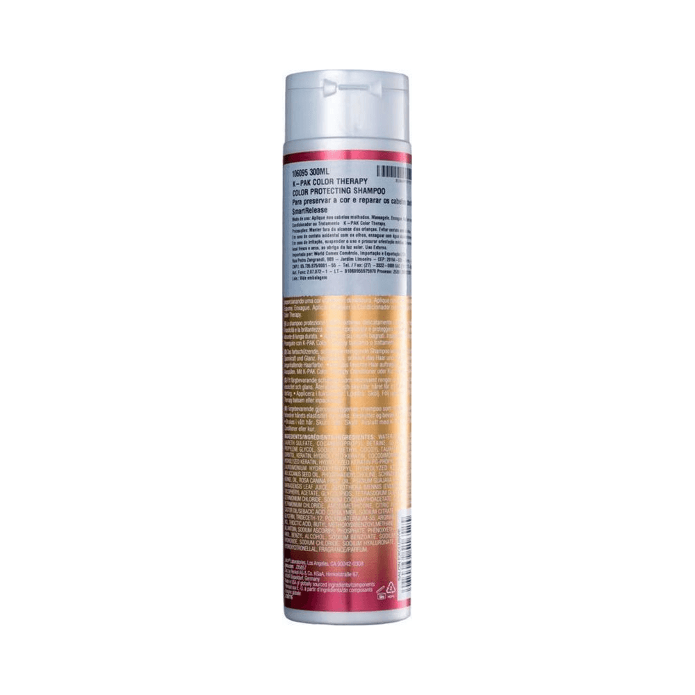 Visão traseira do frasco Joico K-Pak Color Therapy 300ml com informações técnicas