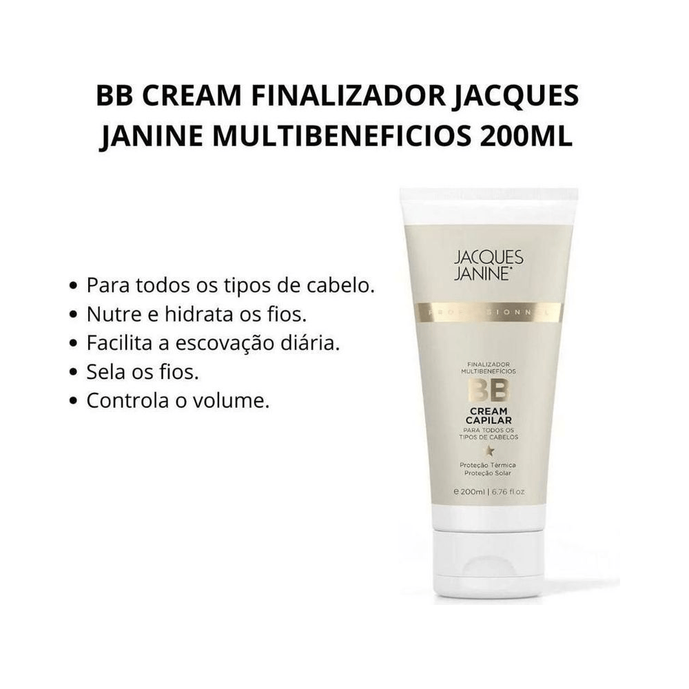 Imagem promocional BB Cream Finalizador Jacques Janine 200ml com lista de benefícios