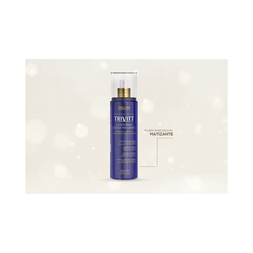 Frasco roxo Trivitt Matizante 200ml em destaque com texto indicando função matizante