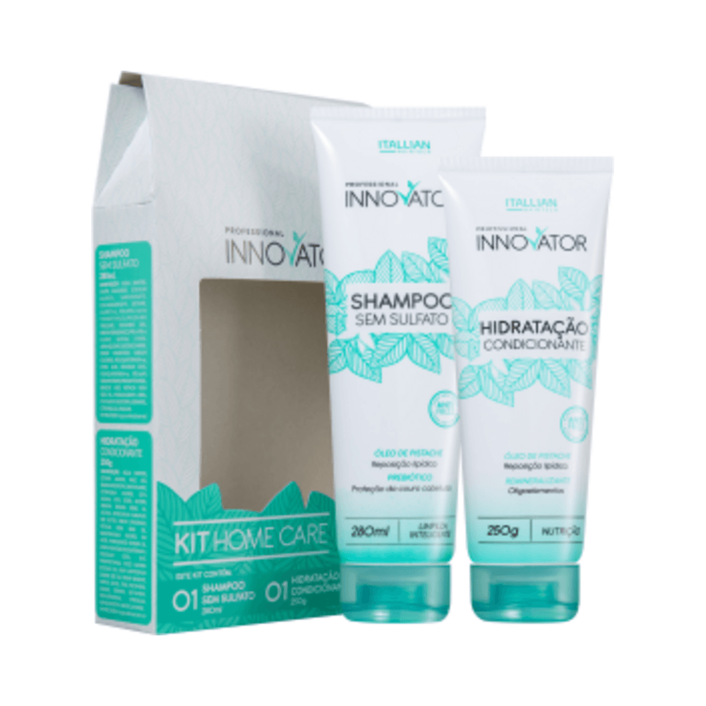 Kit Itallian Innovator com caixa e dois tubos: shampoo 280ml e hidratação 250g