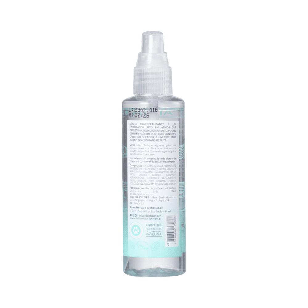 Verso do frasco do Sérum Remineralizante Itallian Innovator 90ml com informações do rótulo