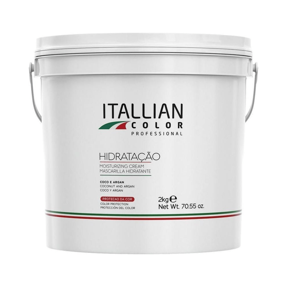 Close-up da embalagem Itallian Color 2kg com indicação Coco e Argan