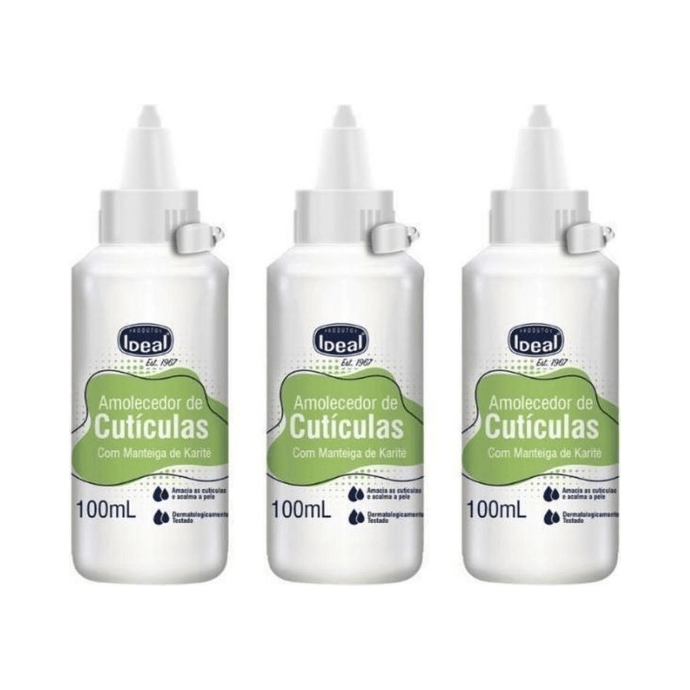 Conjunto de frascos Amolecedor de Cutícula Ideal Manteiga de Karité 100ml