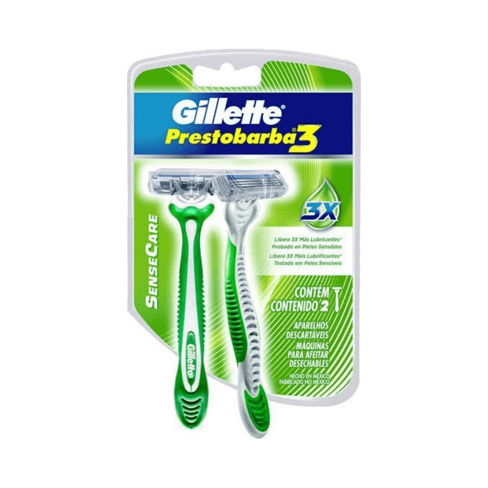 Pacote frontal de 2 aparelhos Gillette Prestobarba 3 SenseCare