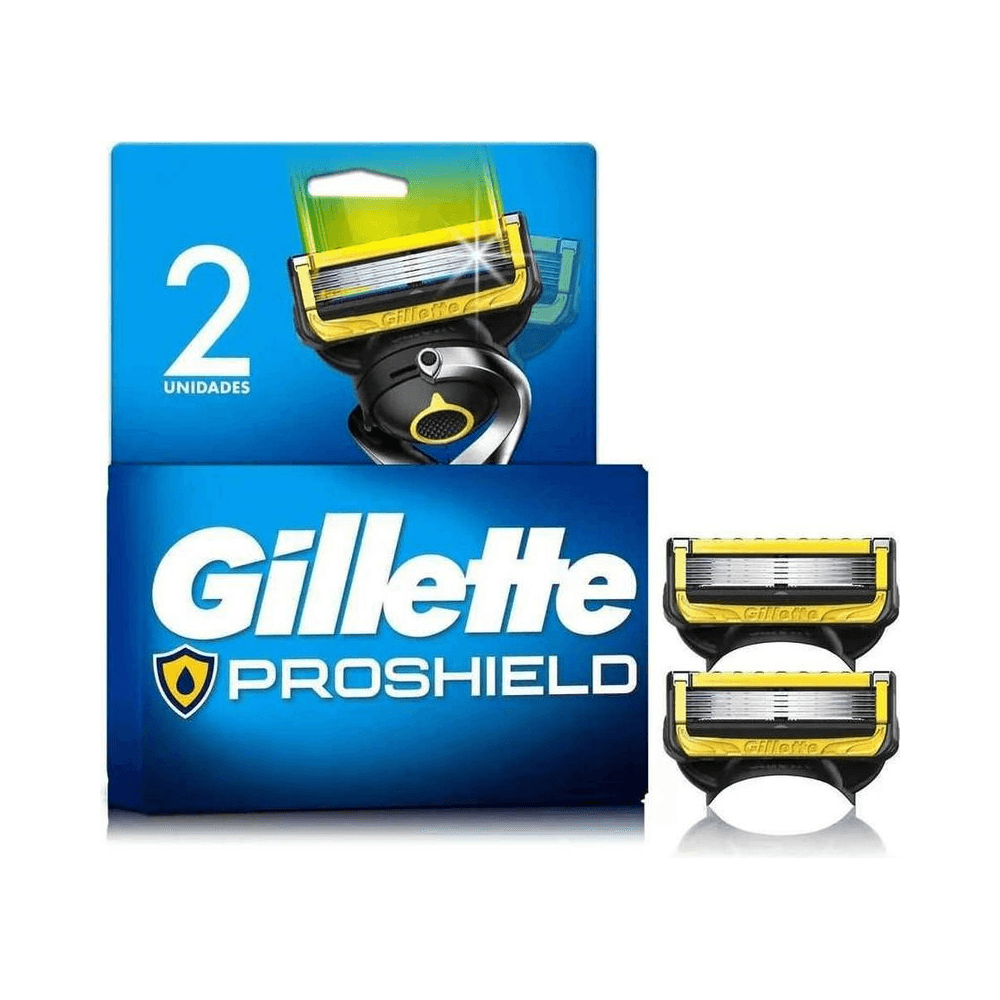 Caixa Gillette ProShield com duas recargas em fundo branco