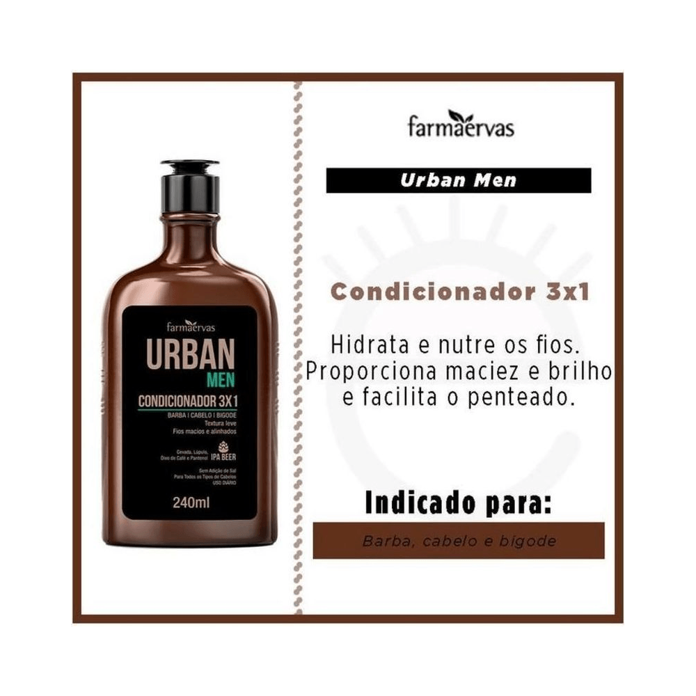 Imagem promocional do Condicionador Farmaervas 3x1 com benefícios destacados