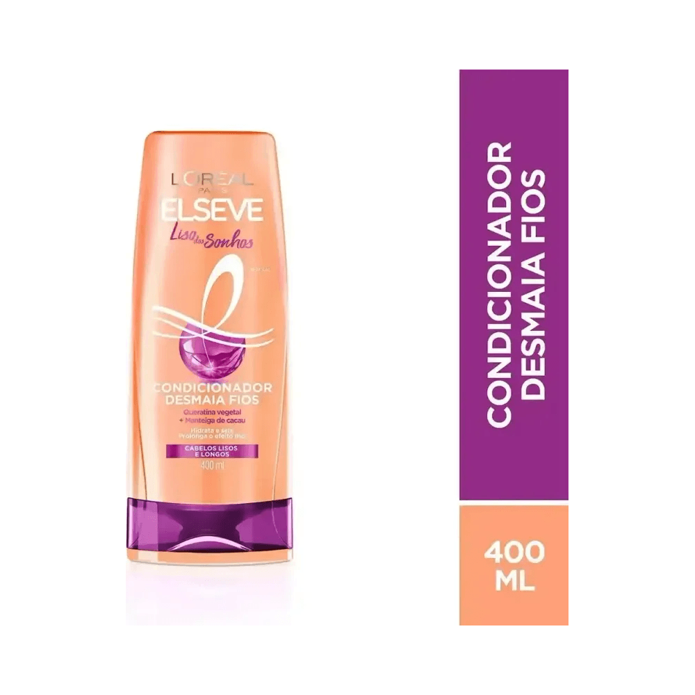 Garrafa do condicionador Elseve Liso dos Sonhos 400ml com destaque para 400 ML