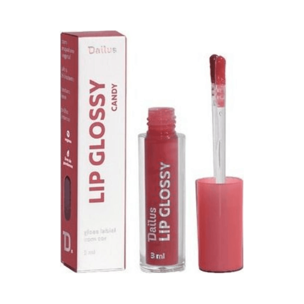 Produto aberto com aplicador mostrando textura cremosa do Gloss Dailus Candy