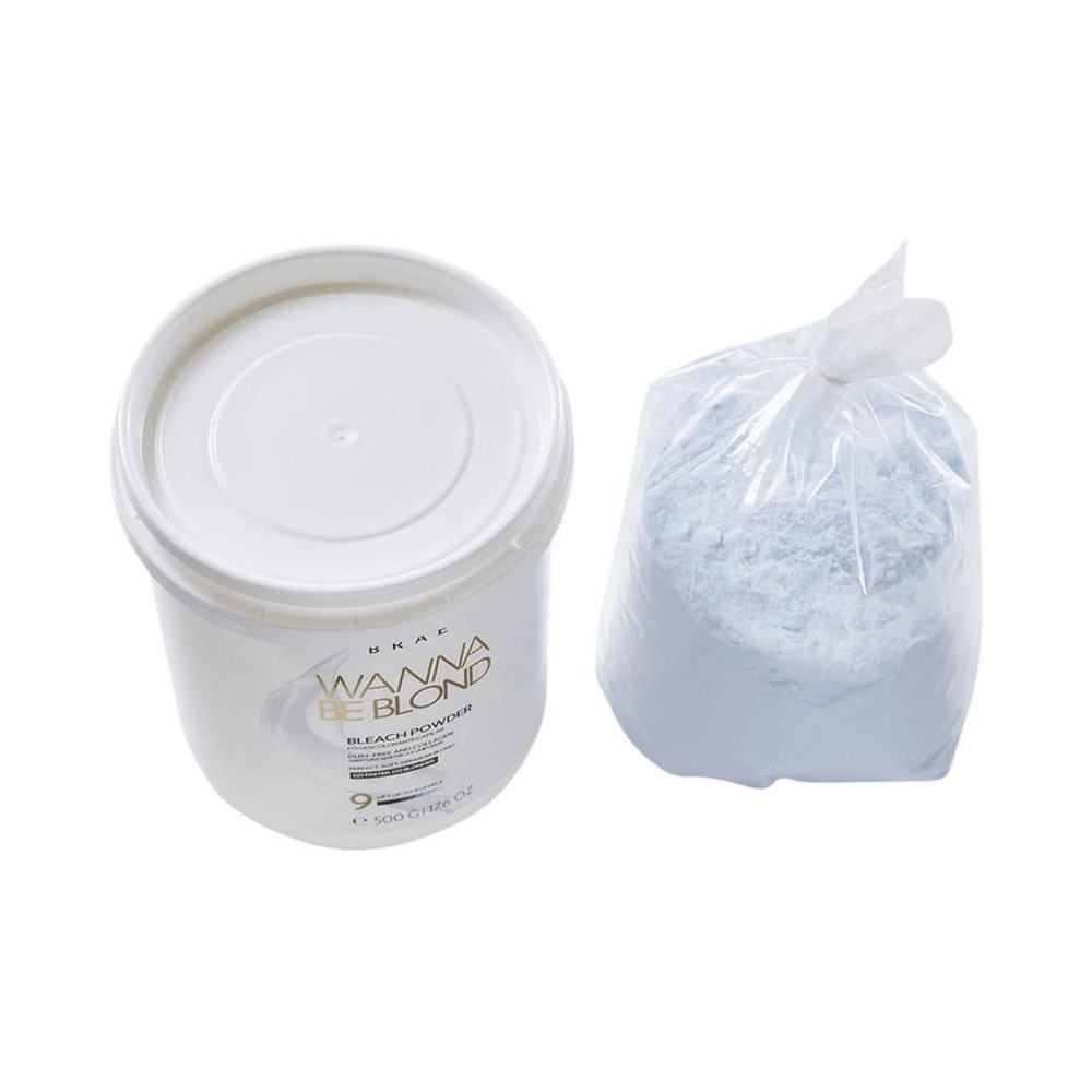 Pote Braé 500g e refil com pó azul-claro - visão da composição