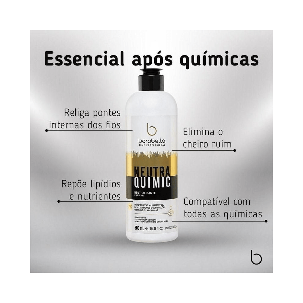NeutraQuimic 500ml sobre fundo claro com benefícios destacados