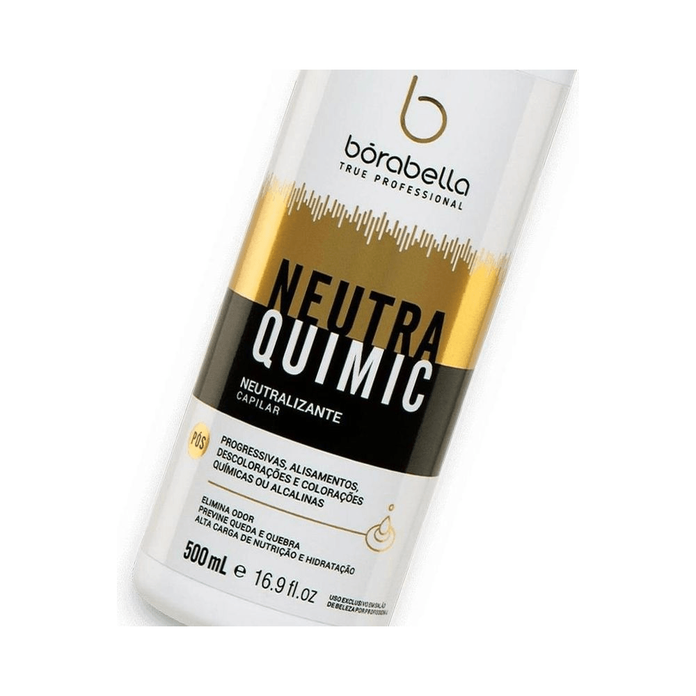 Close do rótulo NeutraQuimic 500ml com ícones de hidratação