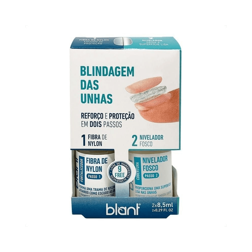 Visão frontal do kit Blant com passos 1 e 2