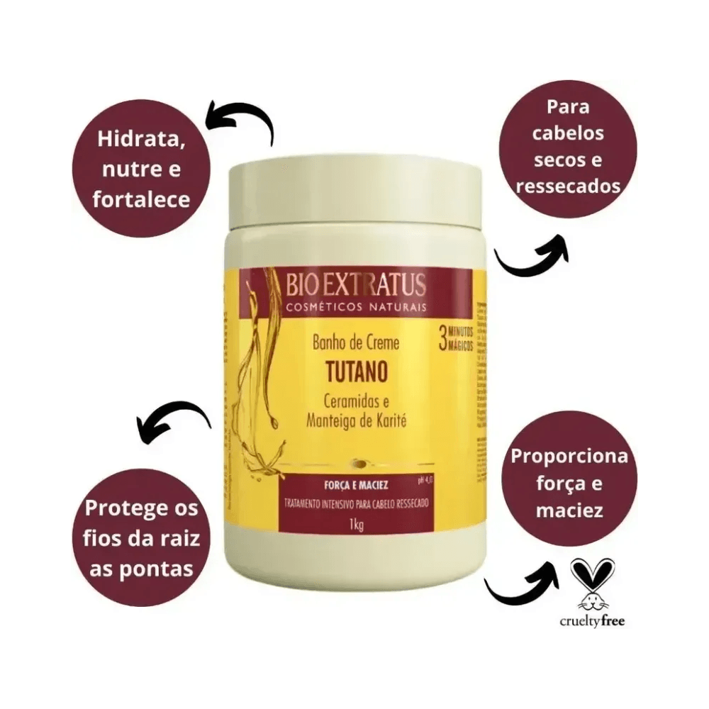 Banho de Creme Bio Extratus Tutano 1kg - imagem promocional com benefícios