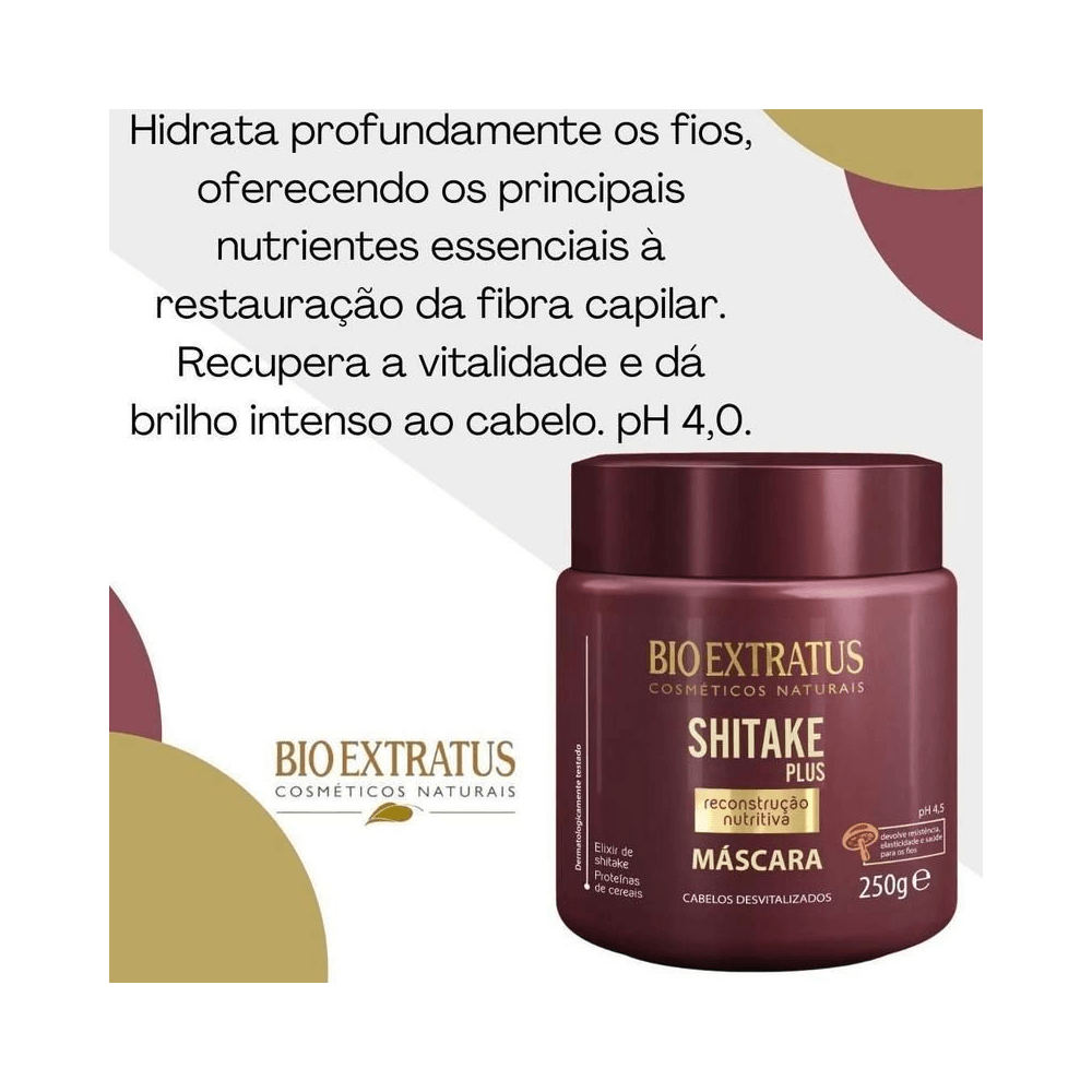 Máscara Bio Extratus Shitake Plus 250g - composição visual e benefícios