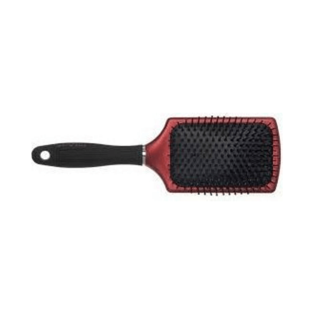 Vista superior da escova Belliz Ion Racket mostrando almofada retangular e cerdas