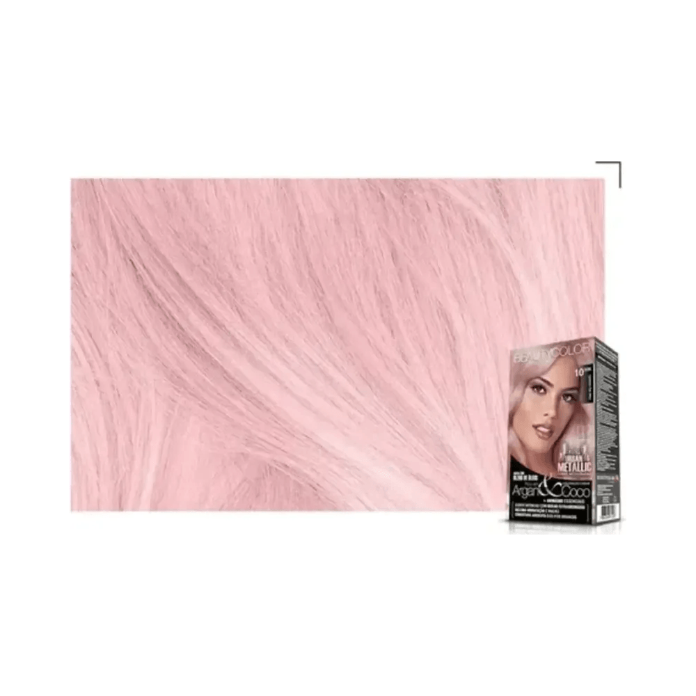 Amostra de cor Rose Sky metálico em mechas
