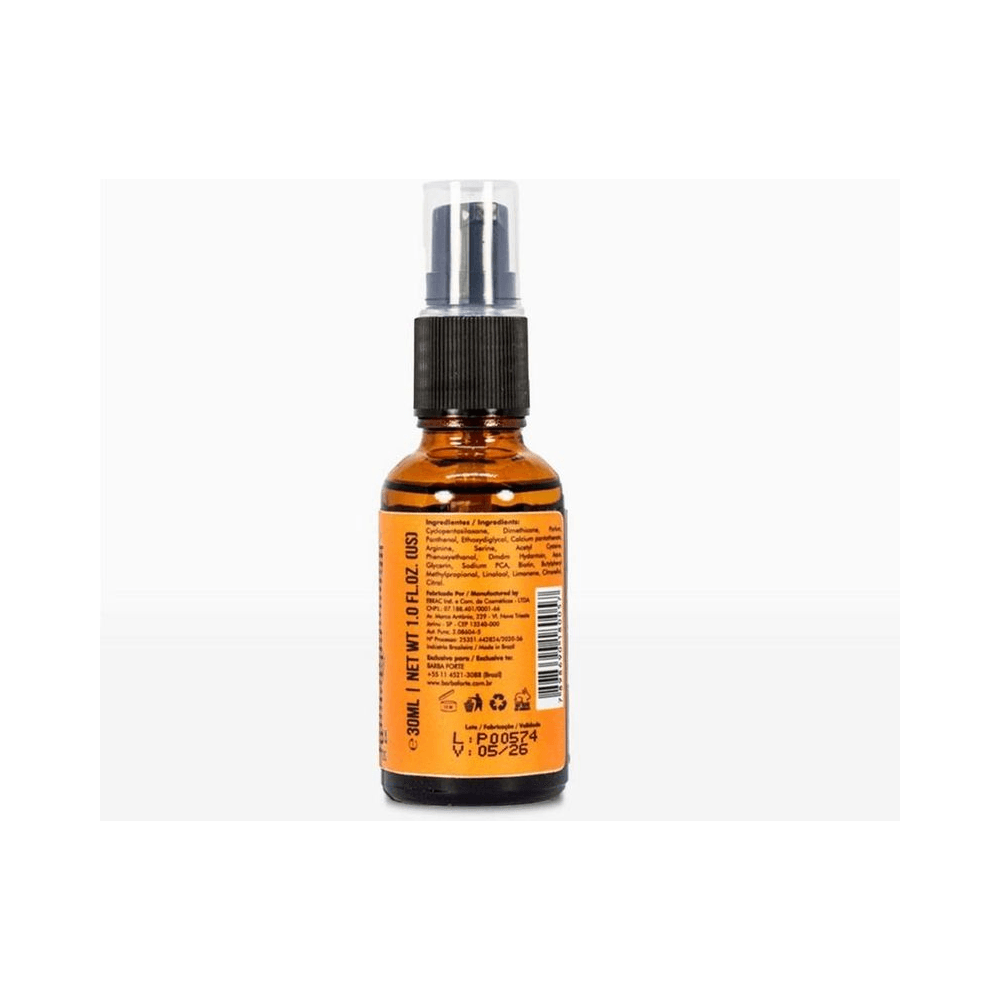Verso do frasco de Óleo para Barba Custom Barba Forte 30ml com informações técnicas