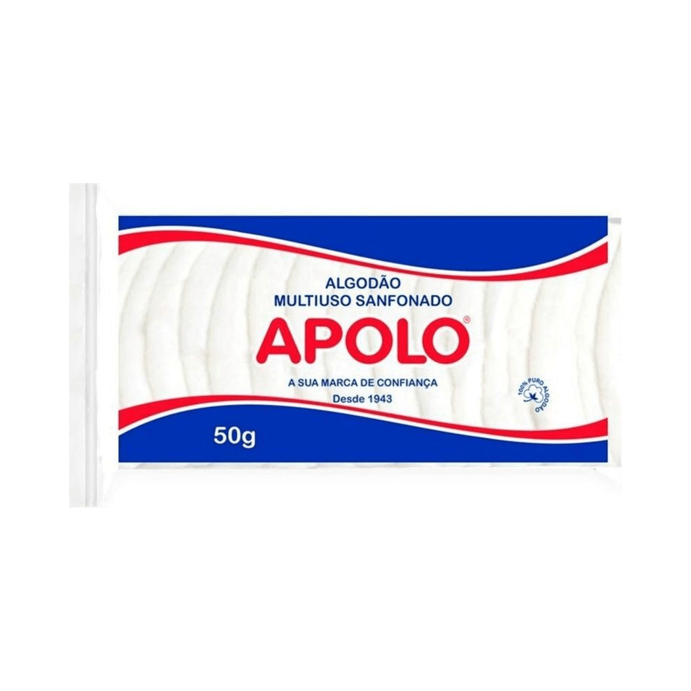 Embalagem Algodão Apolo Multiuso sanfonado 50g lateral