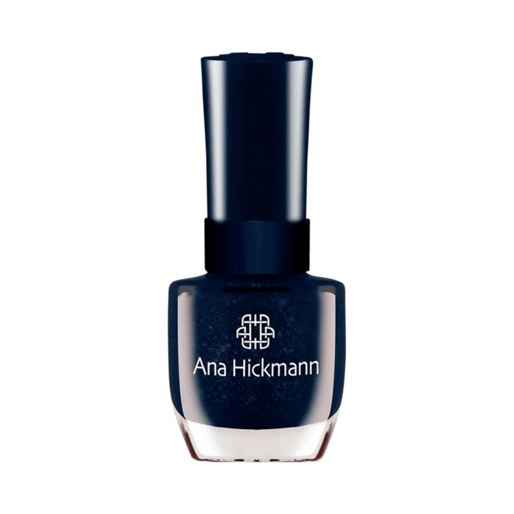 Frasco de esmalte Ana Hickmann em azul muito escuro com acabamento perolado