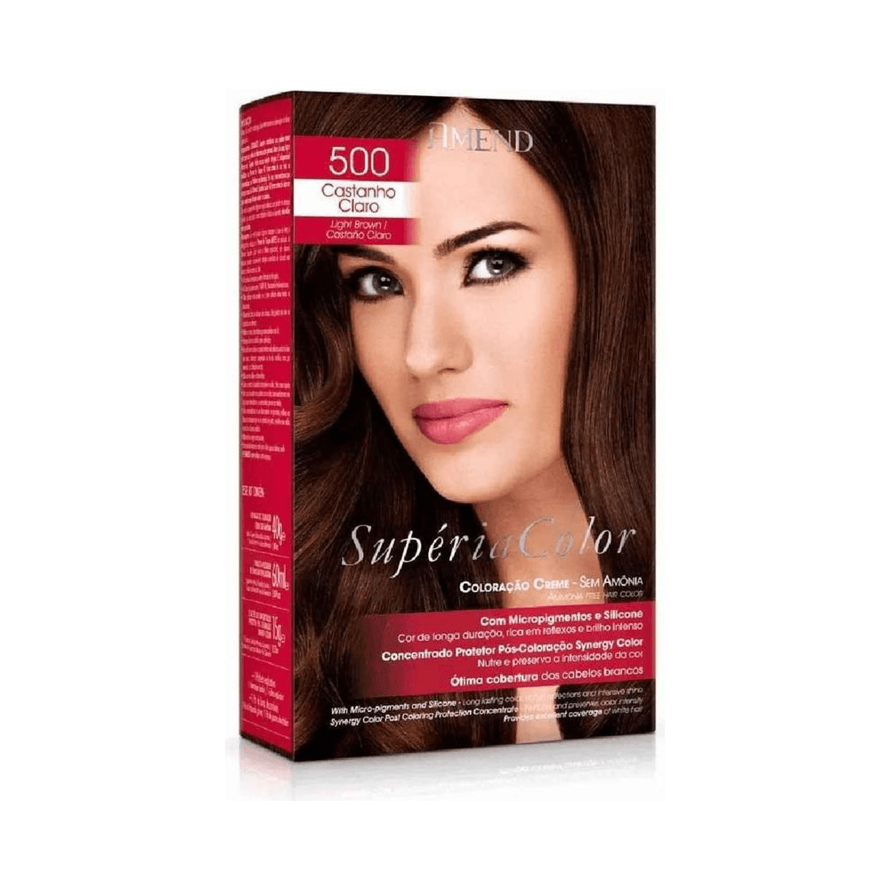 Kit Tonalizante Amend Supéria Color 500 Castanho Claro - vista da caixa