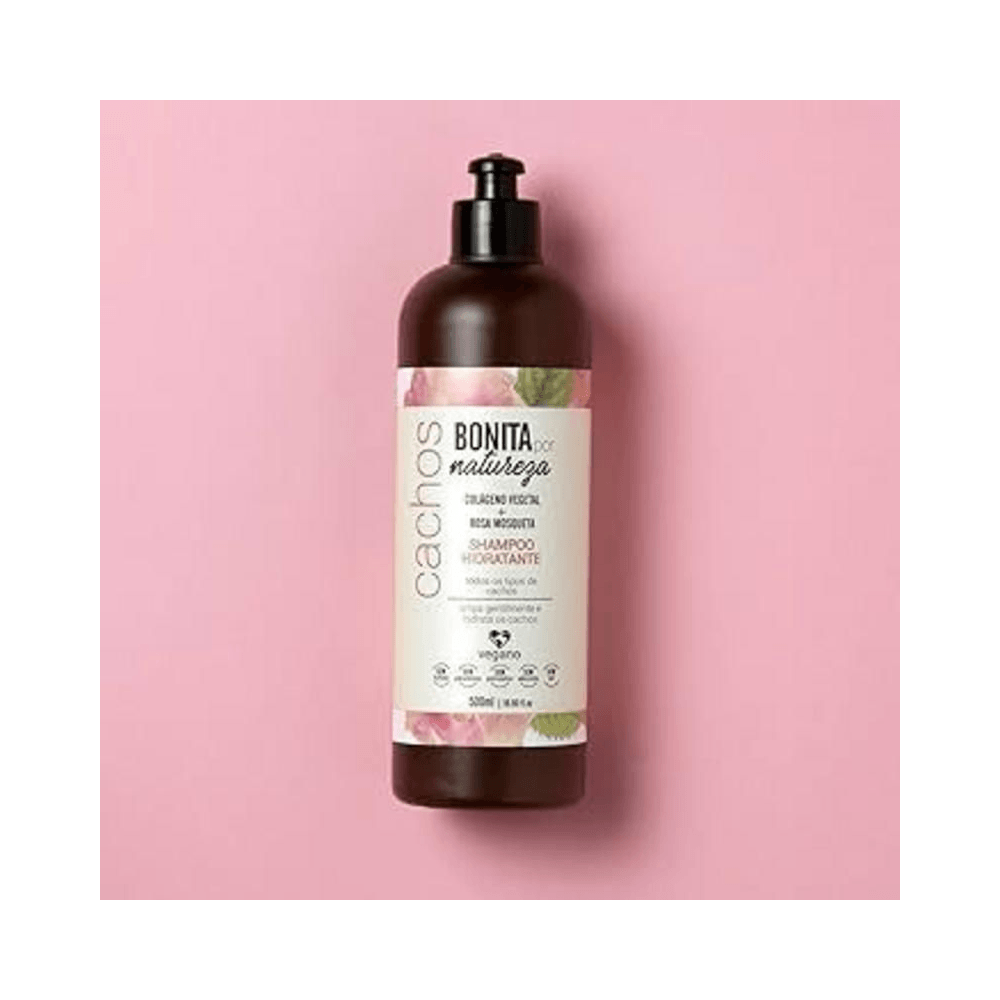 Shampoo Yenzah Bonita por Natureza 500ml - frasco com pump e ícones vegano