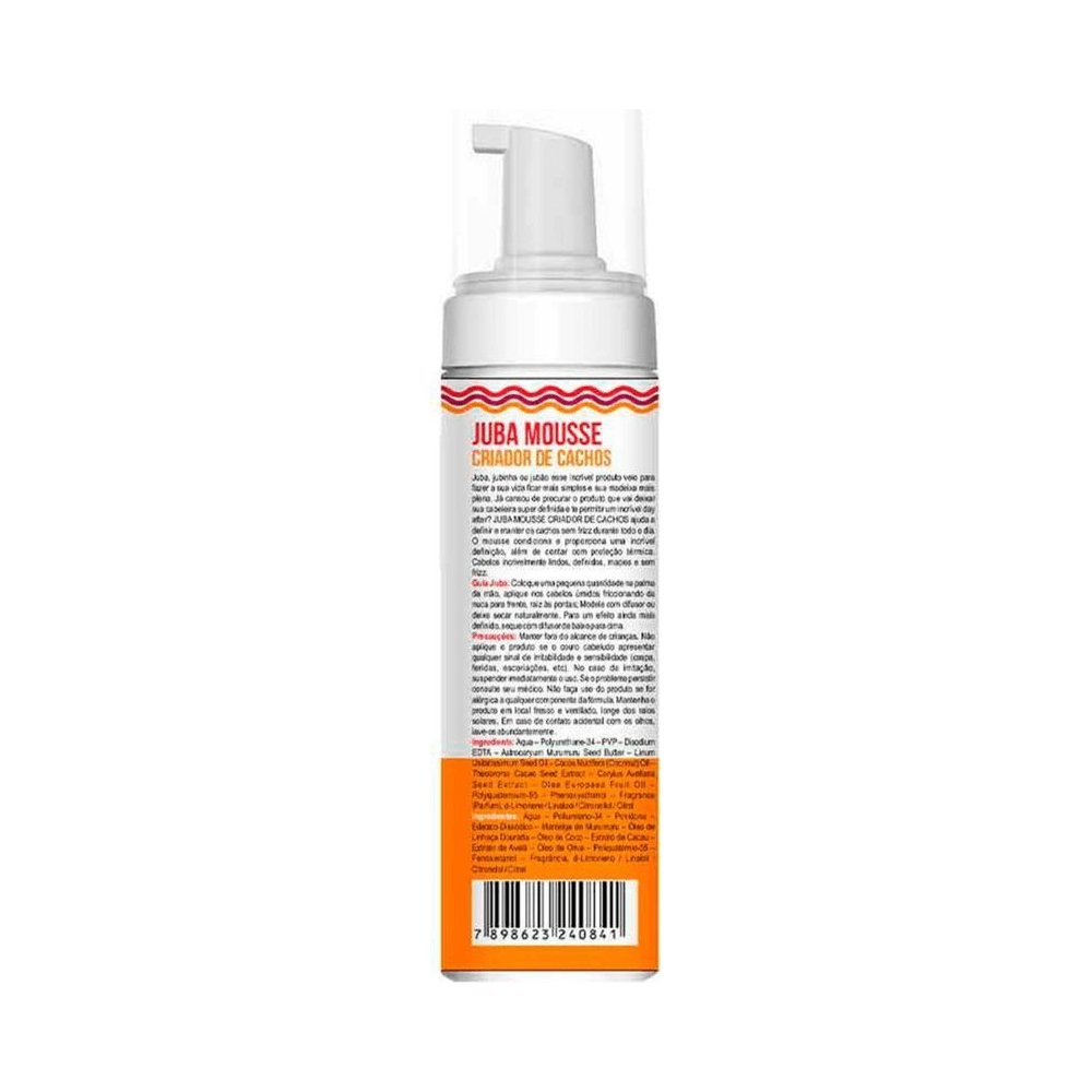 Verso da embalagem do Mousse Widi Care Juba Criador de Cachos 180ml - instruções e ingredientes