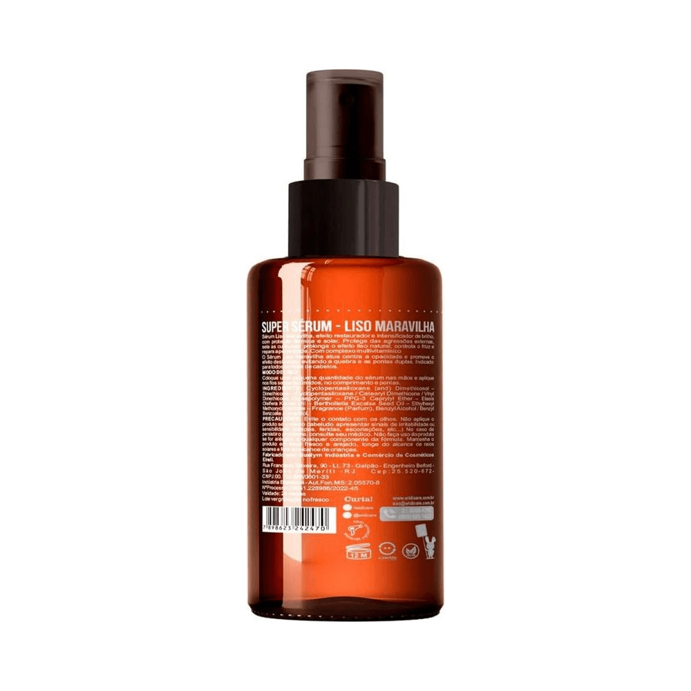 Verso do frasco do Sérum Widi Care com informações de uso e ingredientes