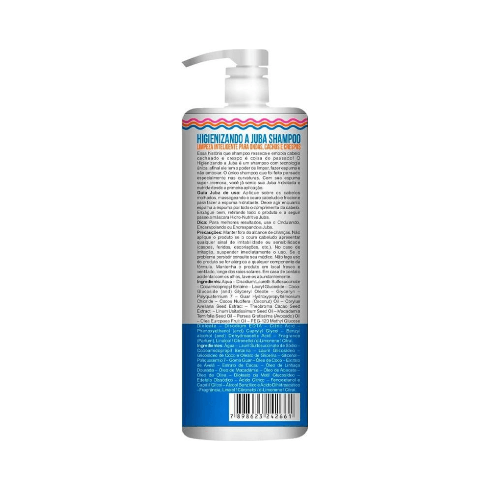 Verso do frasco mostrando instruções e ingredientes do Shampoo Widi Care 1000ml