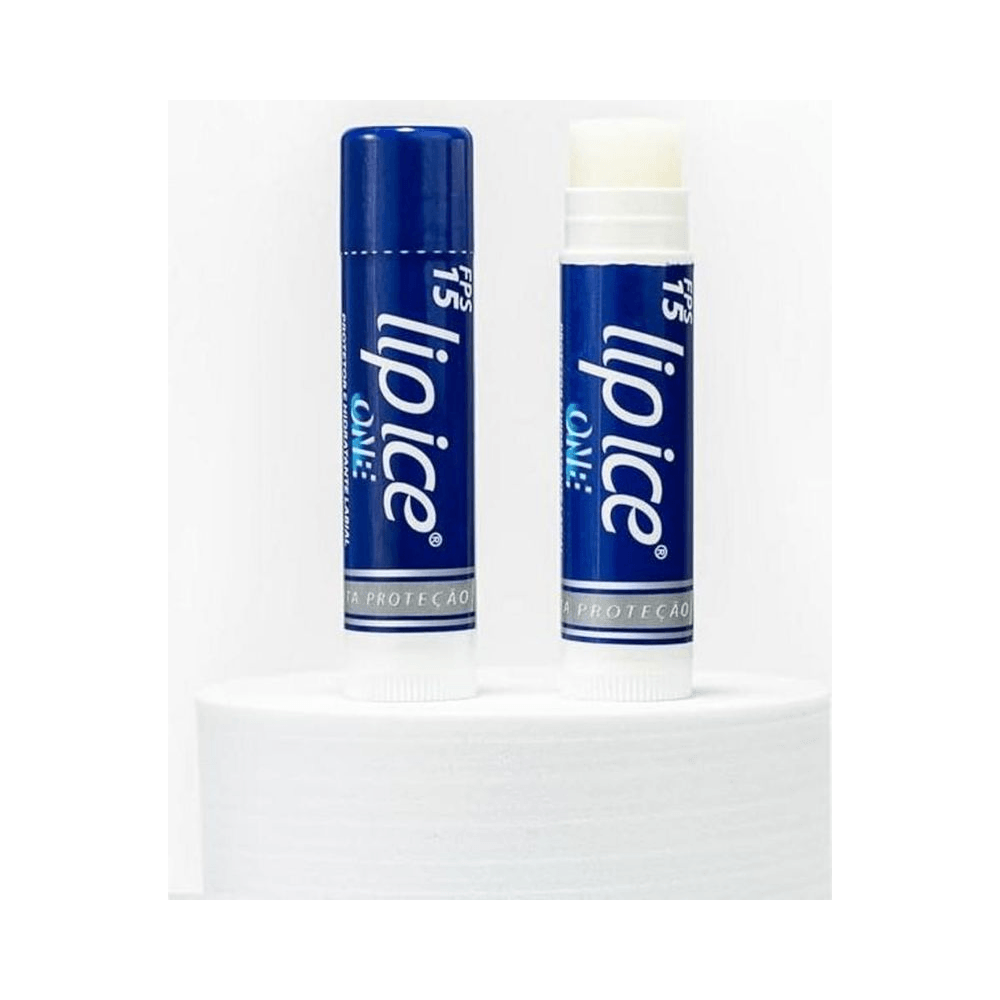 Duas unidades do Protetor Labial Lip Ice Coco e Baunilha, uma aberta mostrando o produto