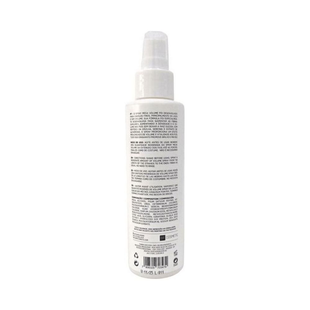 Spray Jacques Janine Mega Volume 120ml - verso com instruções