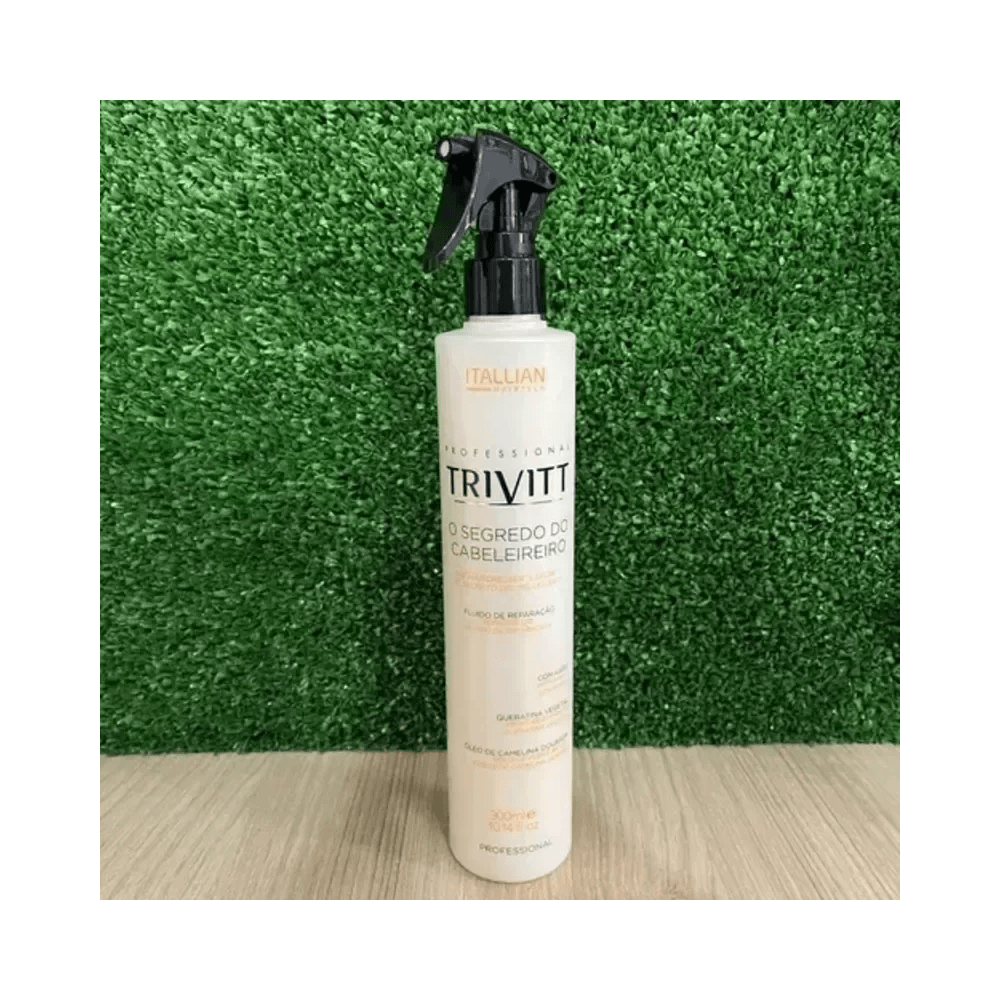 Fluído Reconstrutor Trivitt 300ml em superfície de madeira clara