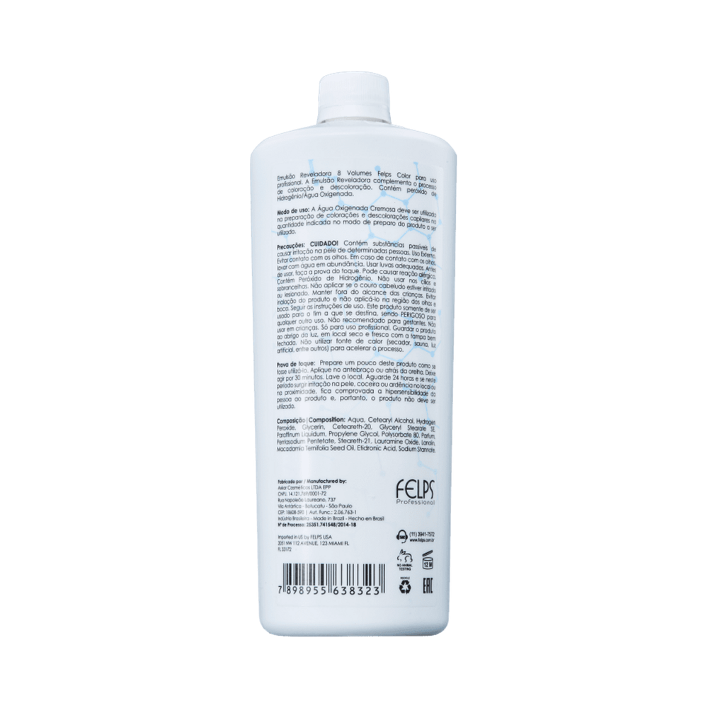 Verso da embalagem da Água Oxigenada Felps Color 900ml