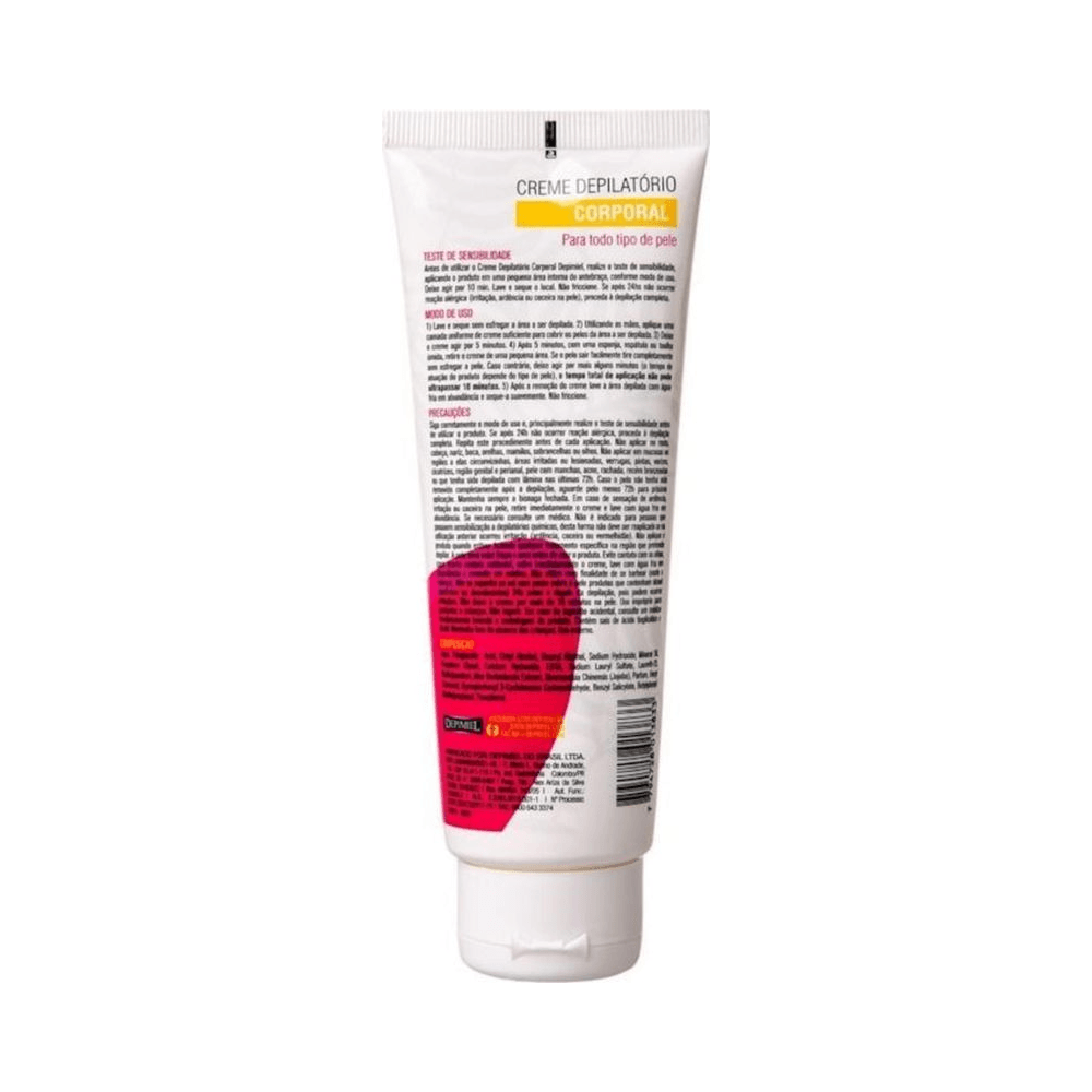 Verso do tubo com instruções de uso do Creme Depilatório Depimiel 120g