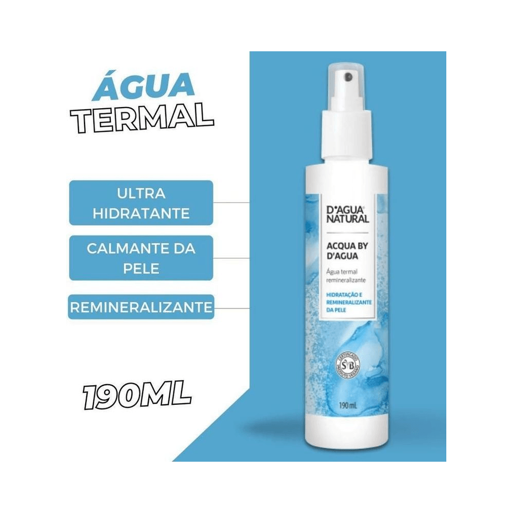 Imagem promocional Acqua Termal D'água Natural 190ml com destaques de benefícios