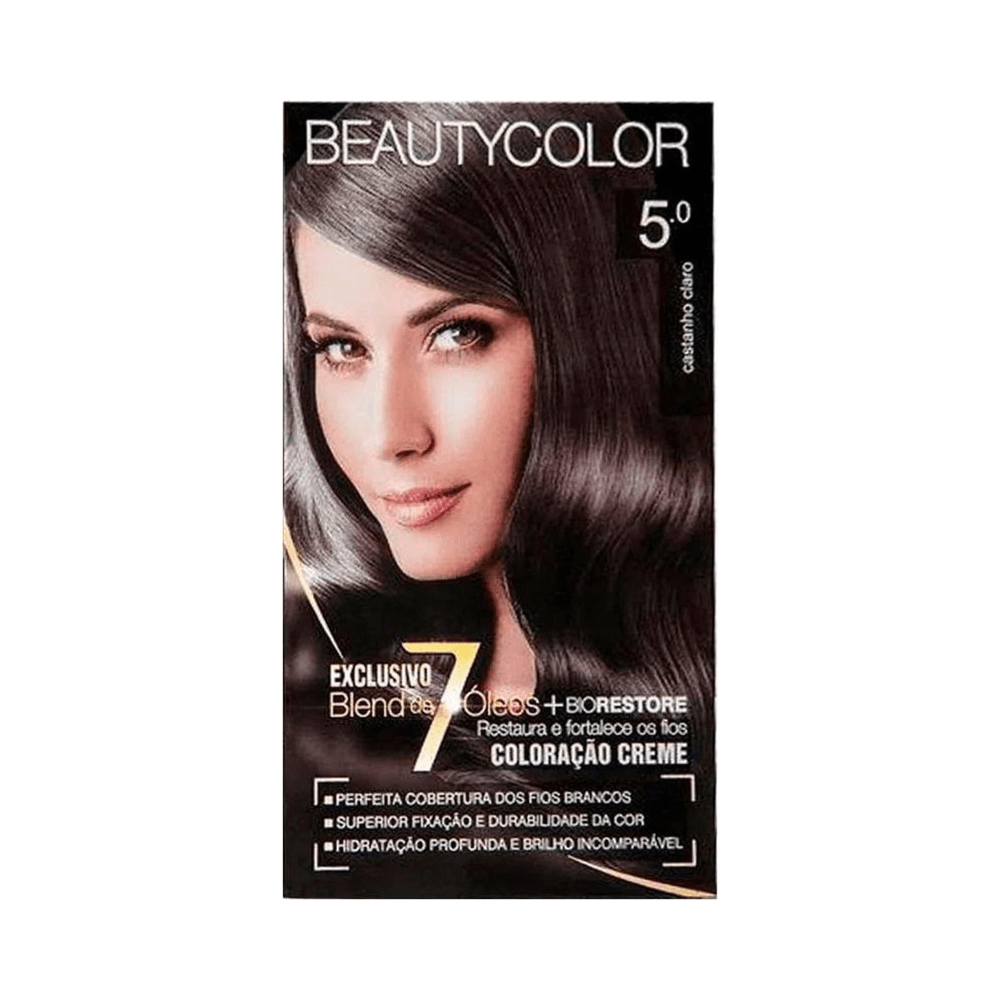 Embalagem BeautyColor 5.0 Castanho Claro em fundo branco