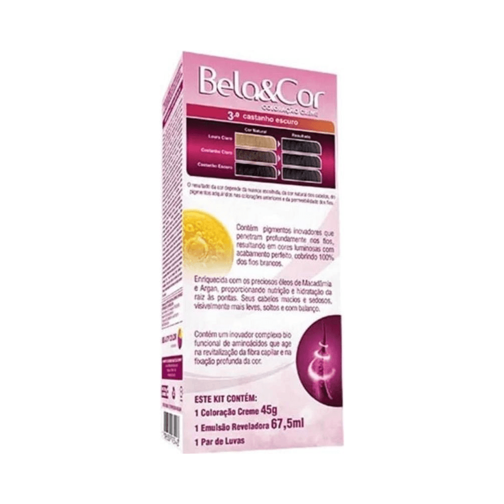 Verso da embalagem com instruções e tabela de nuances