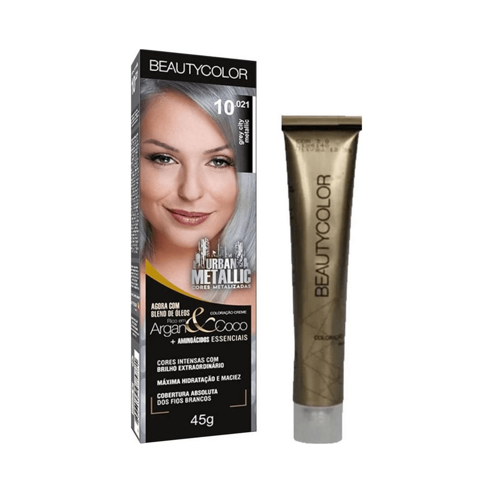 Kit Beauty Color Urban Metallic 10.021 Grey City - caixa e tubo
