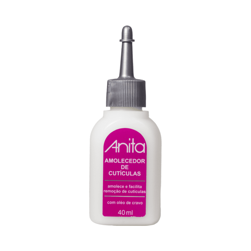 Frasco Anita 40ml visto de frente com bico aplicador fino e rótulo magenta